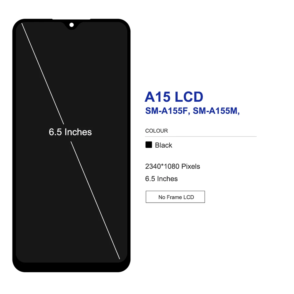 Samsung A15 A155 Big Çıtalı Alfa Ekran Dokunmatik Siyah