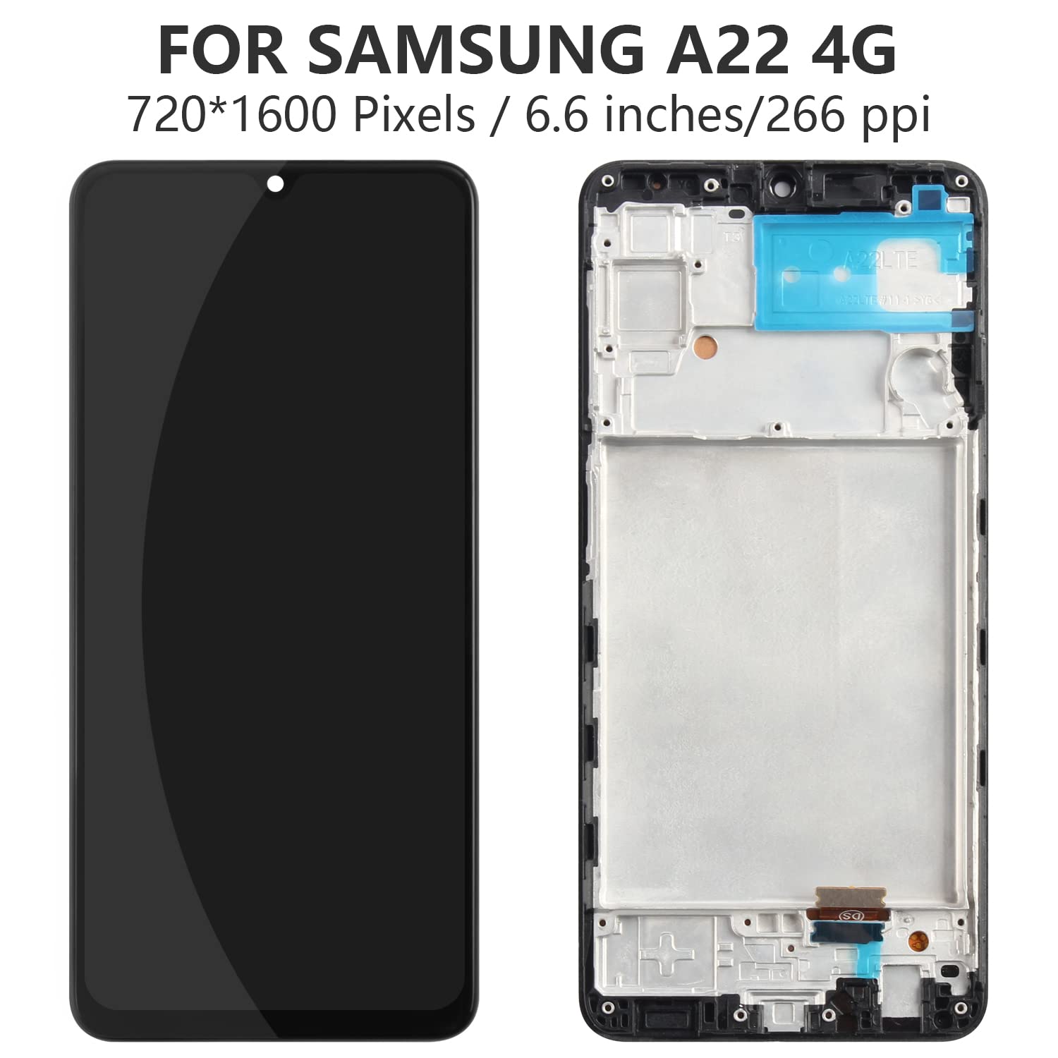 Samsung A22 A225 4G Oled Çıtalı Ekran Dokunmatik Siyah Org Size