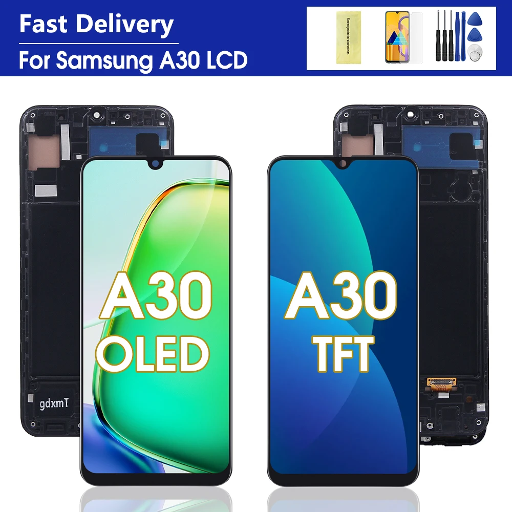 Samsung A30 A305 TFT Çıtalı Ekran Dokunmatik Siyah