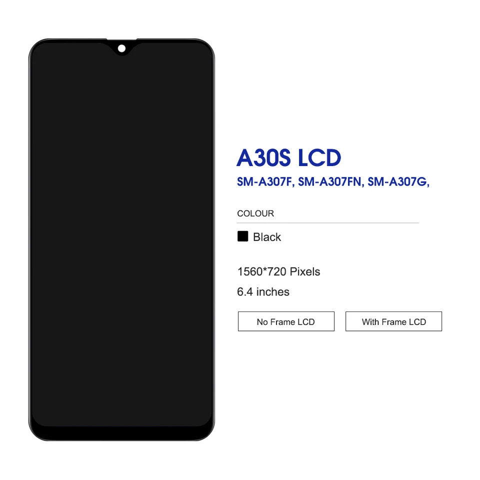Samsung A30S A307 Alfa Çıtalı Ekran Dokunmatik Siyah