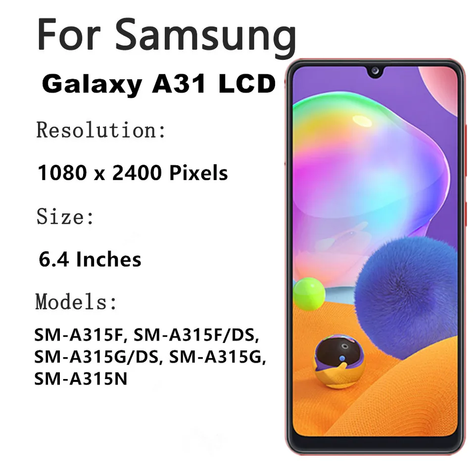 Samsung A31 A315 Alfa Çıtalı Ekran Dokunmatik Siyah