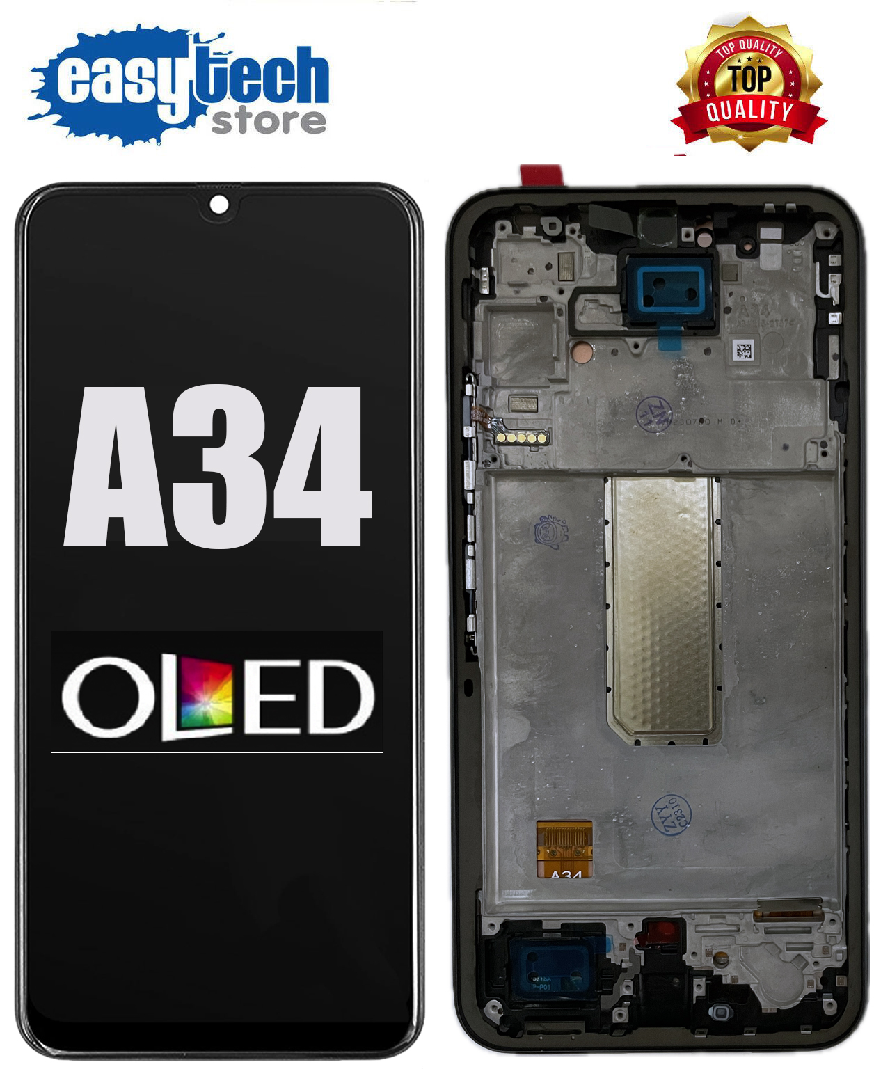 Samsung A34 A346 5G Çıtalı Oled Ekran Dokunmatik Siyah Org Size