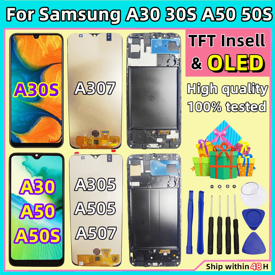 Samsung A50 A505 A50S A507 A30 A305 Alfa Ekran Dokunmatik Siyah