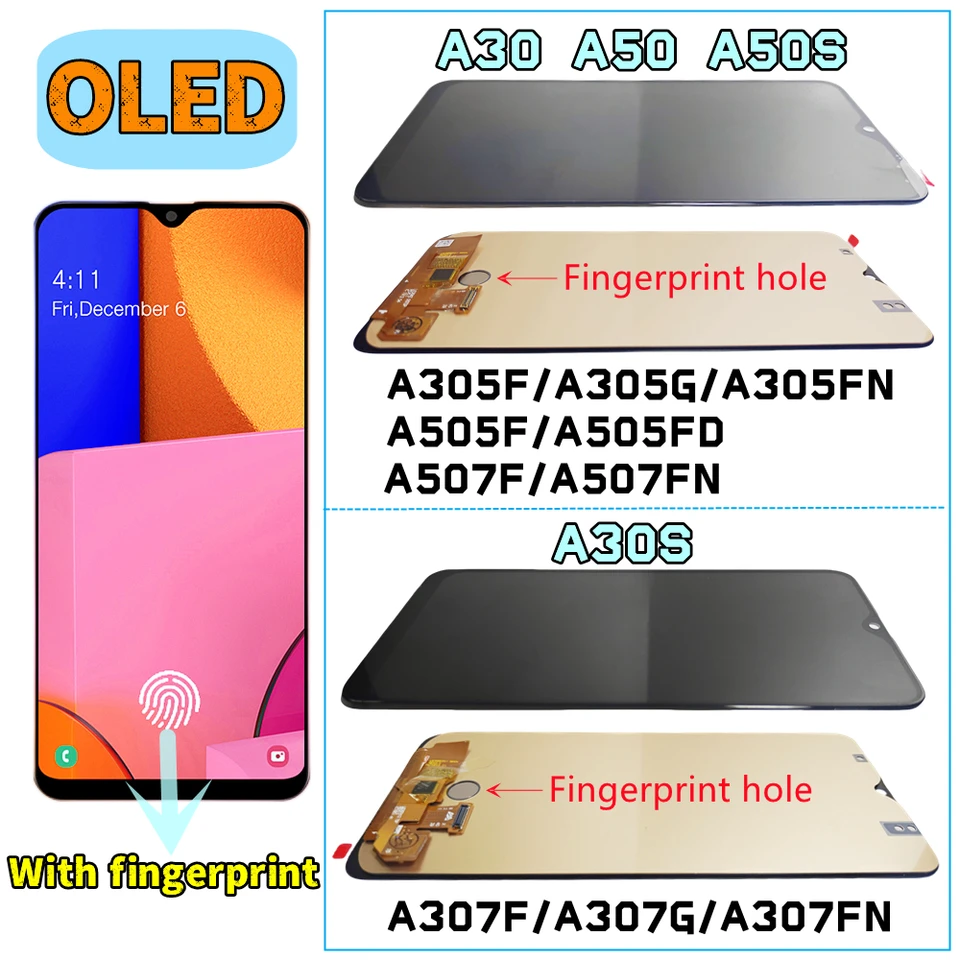 Samsung A50 A505 A50S A507 A30 A305 Alfa Ekran Dokunmatik Siyah