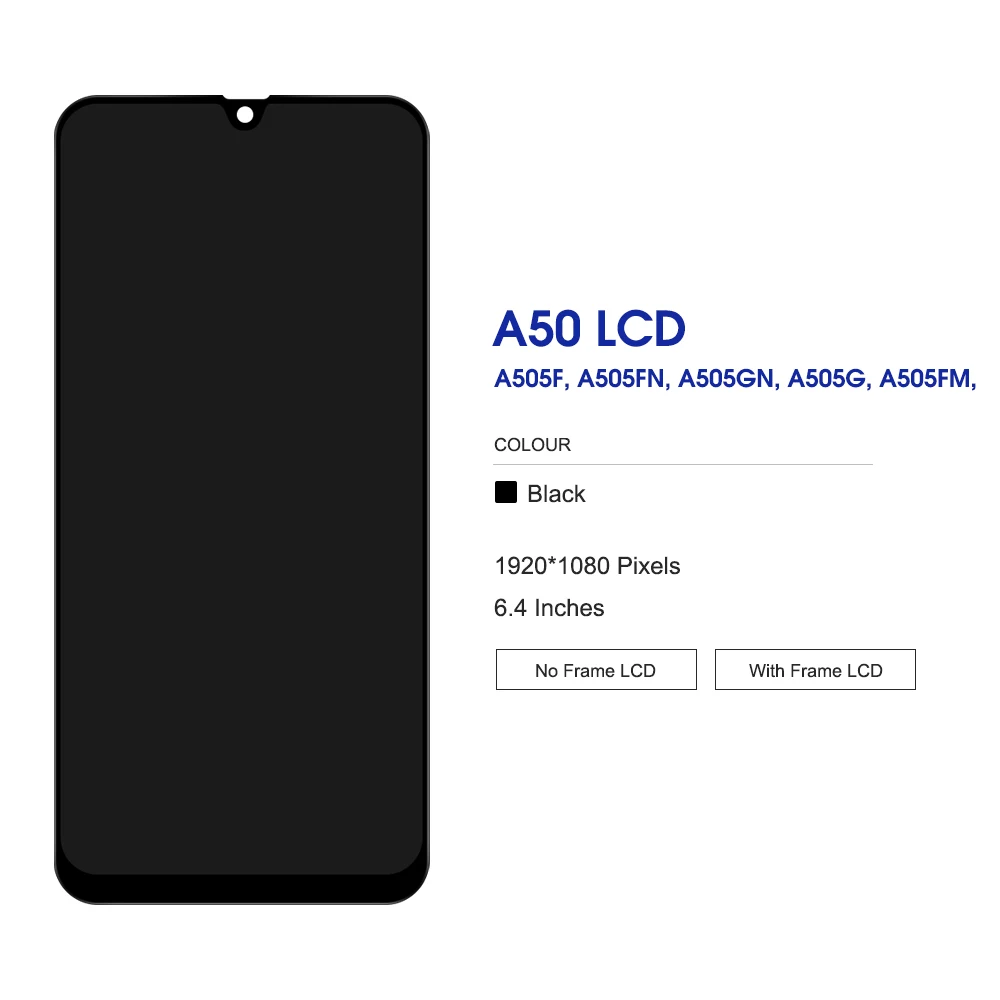 Samsung A50 A505 TFT Çıtalı Ekran Dokunmatik Siyah