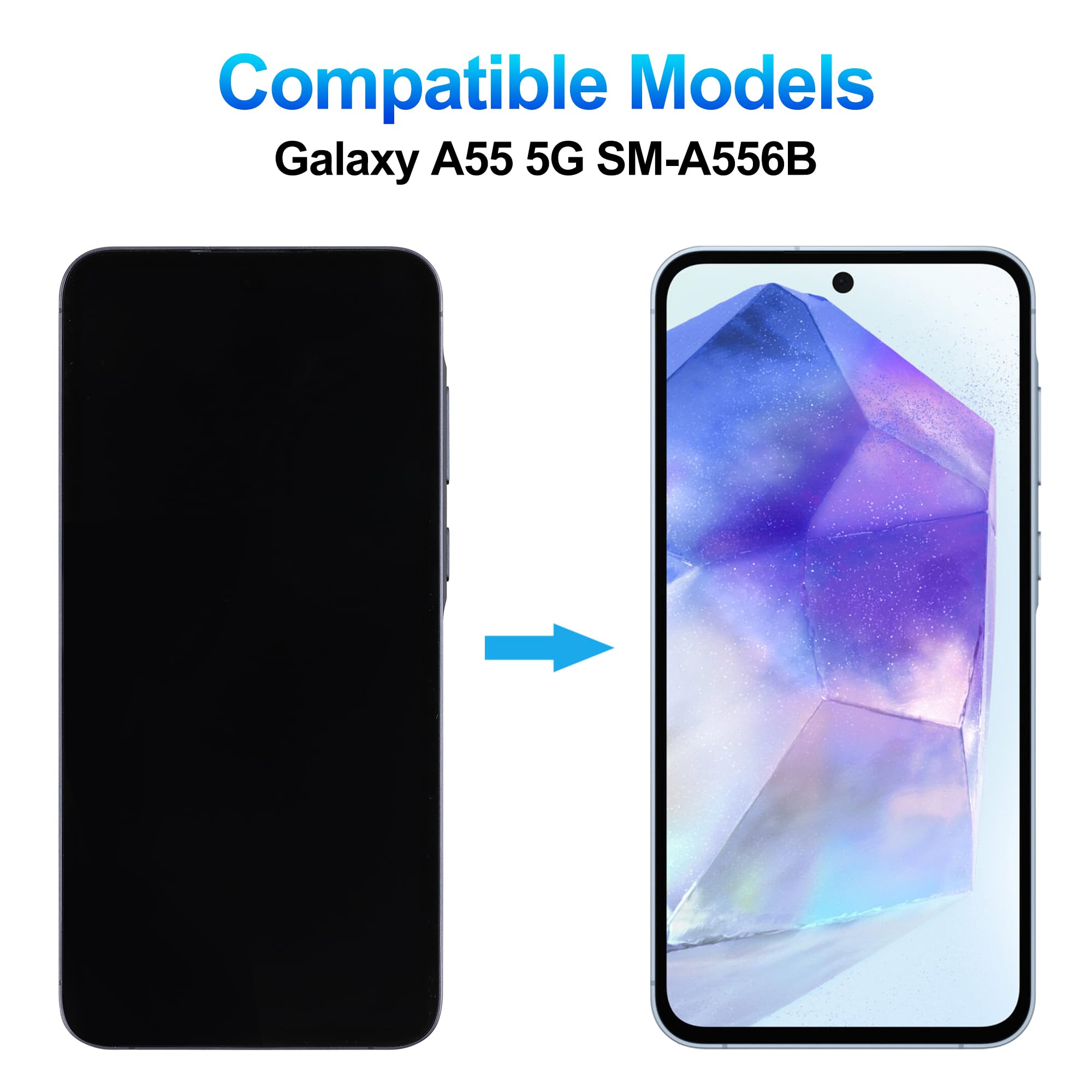 Samsung A55 A556 Çıtalı Oled Ekran Dokunmatik Siyah Big Size