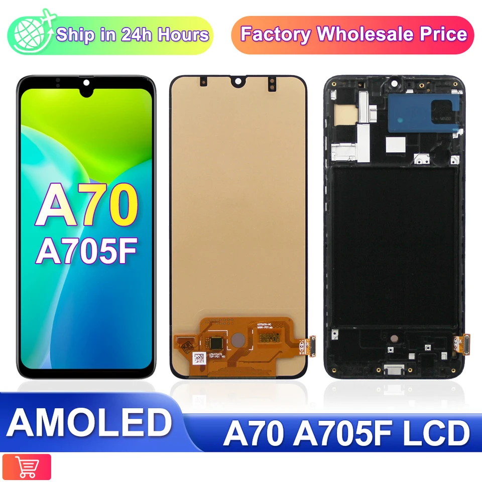 Samsung A70 A705 Big Alfa Çıtalı Ekran Dokunmatik Siyah