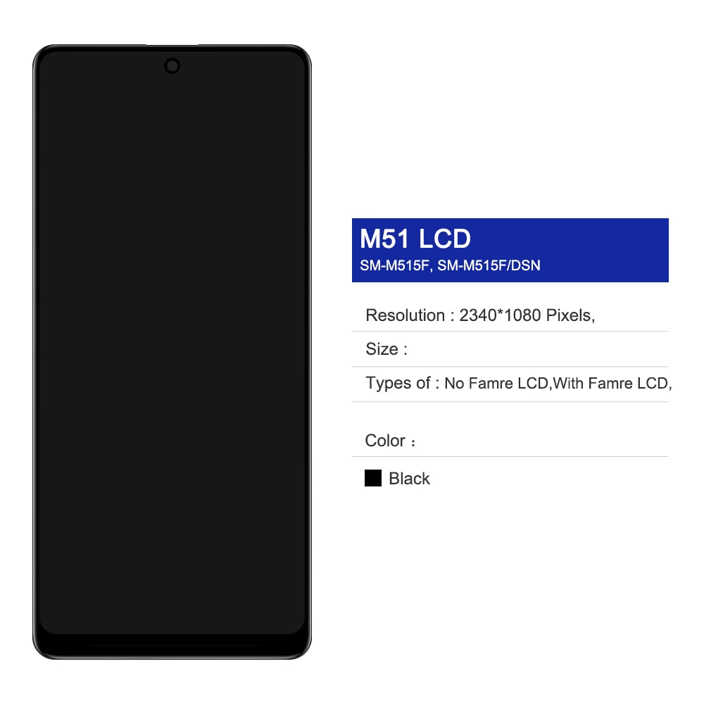 Samsung M51 M515 Ekran Dokunmatik Siyah
