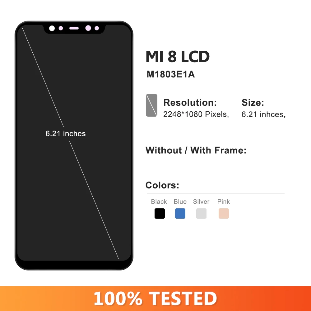 Xioami Mi 8 Ekran Dokunmatik Siyah