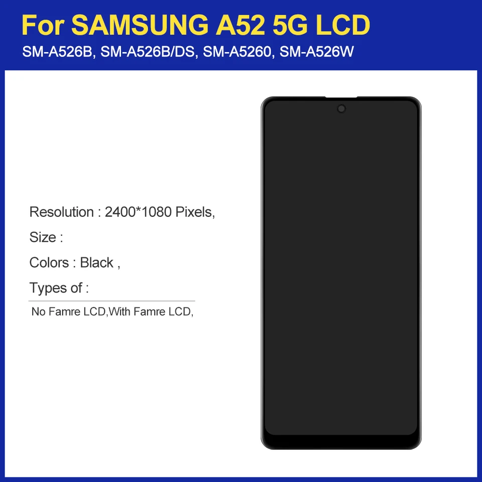 Mosgoo Marka Samsung A52 A525 A52S A526 Çıtalı Ekran Dokunmatik Siyah