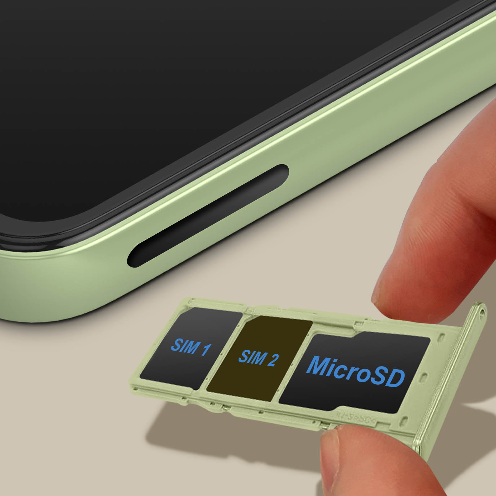 Samsung A14 A145F Sim Kapağı Yeşil