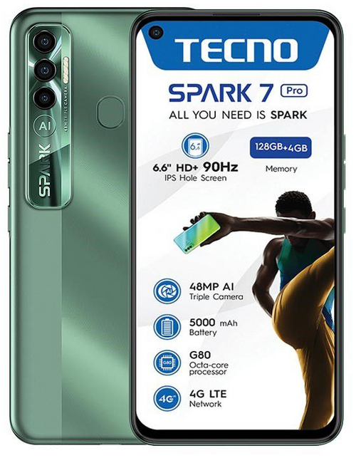 Tecno Spark 7 Pro Parmak İzi Yeşil