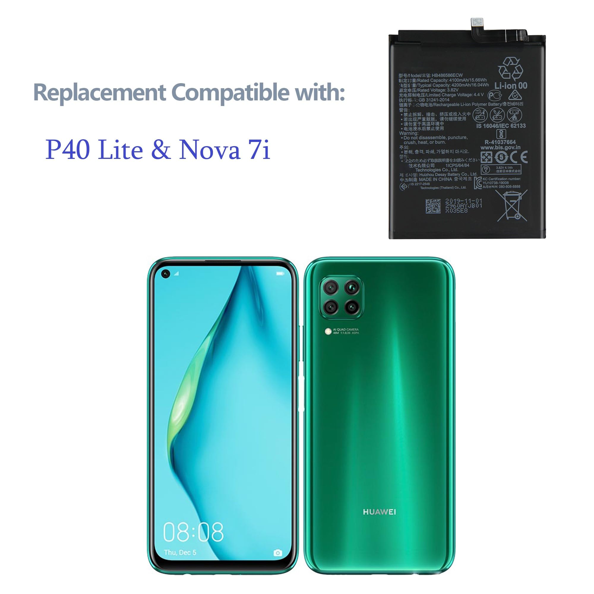 Huawei P40 Lite Nova 7İ Nova 6Se HB486586ECW NewPower Batarya