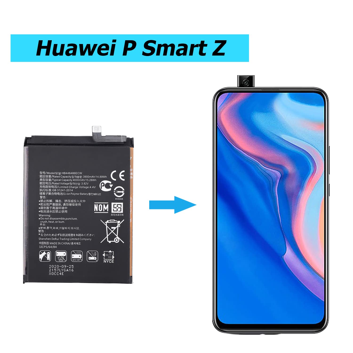 Huawei Y9 Prime 2019 P Smart Pro Nova 5İ HB446486ECW NewPower Batarya