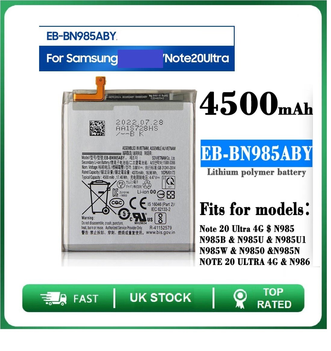 Samsung Note 20 Ultra N985 EB-BN985ABY NewPower Batarya