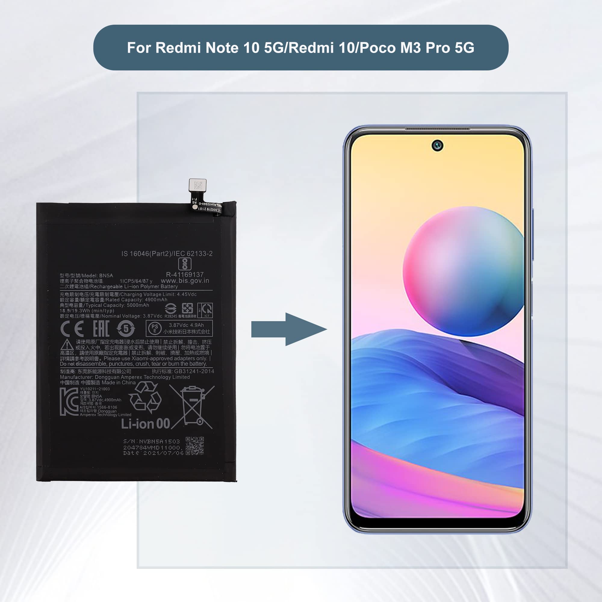 Redmi Note 10 5G BN5A NewPower Batarya