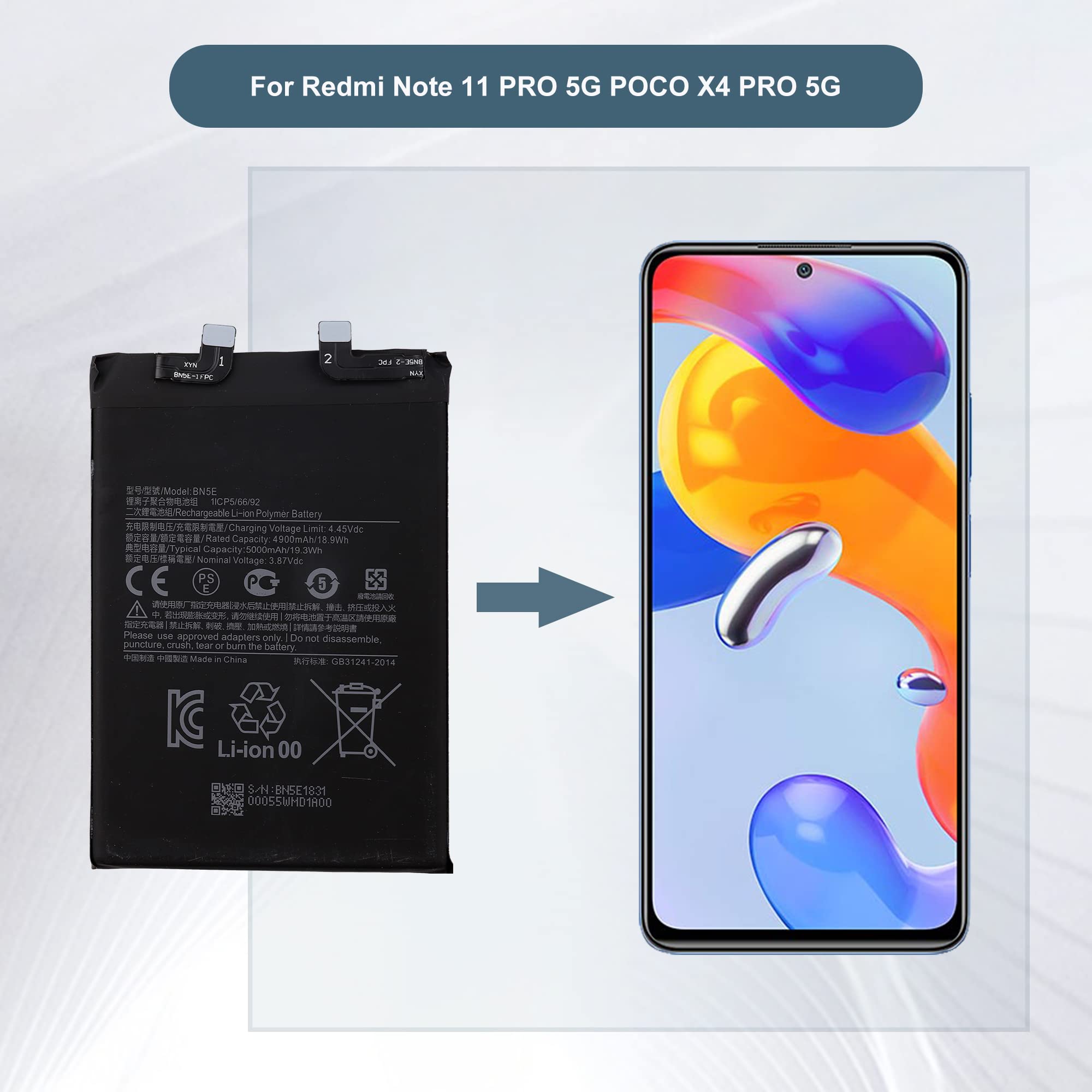 Redmi Note 11 Pro Note 12 Pro Note 11 Pro Plus Poco X4 Pro BN5E NewPower Batarya