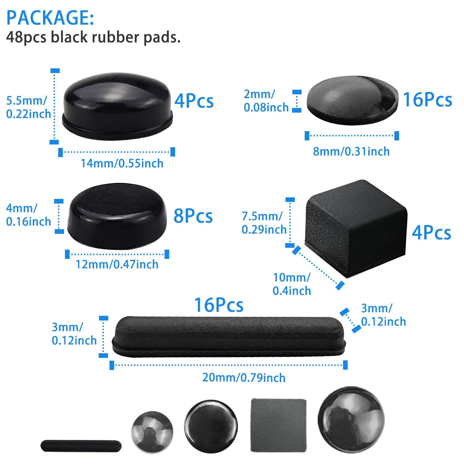Ss-959E Siyah Rubber Ped 8Mm