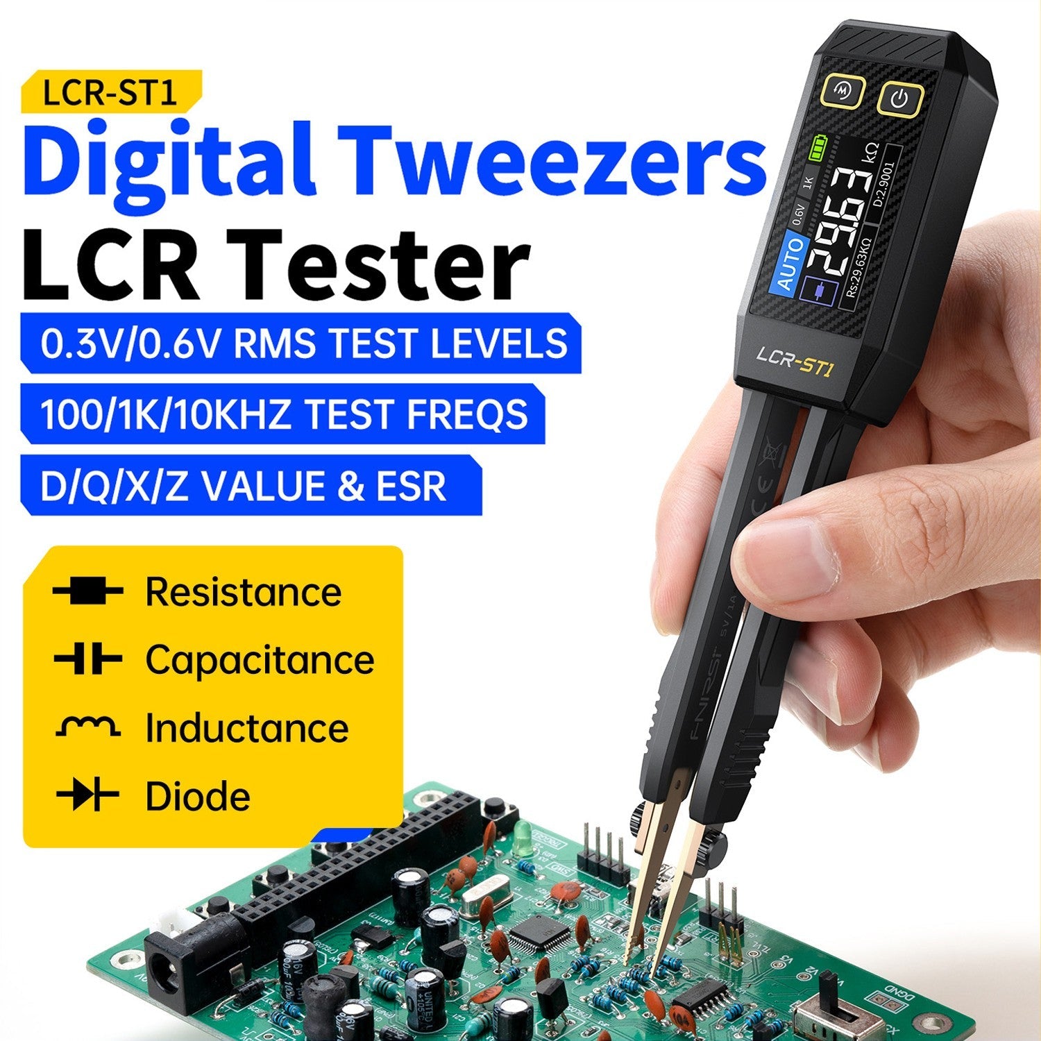 Fnirsi LCR-ST1 Mini Akıllı Dijital Cımbız LCR SMD ESR Test Cihazı