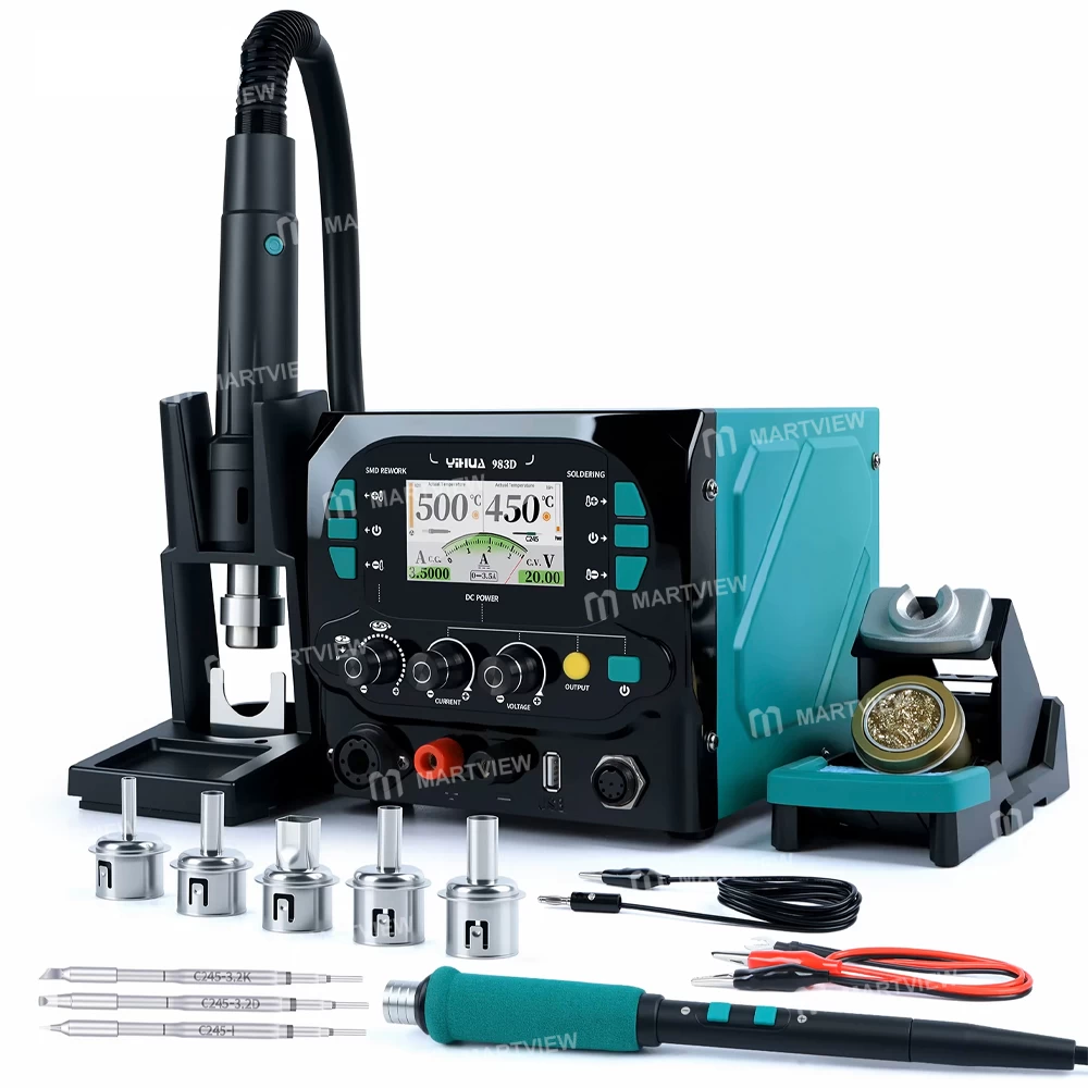 Yihua 983D Sıcak Hava & C245 Lehim istasyonu & Dc Power Suppley & Usb Şarj
