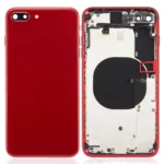 İphone 8 Plus İle Uyumlu Kasa Kapak Set Kırmızı İçi Boş (Logolu) 1/1 Kasa