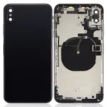 İphone XS Max İle Uyumlu Kasa Kapak Set Siyah İçi DOLU (Logolu) Orijinal Kasa