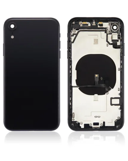 İphone XR İle Uyumlu Kasa Kapak Set Siyah İçi DOLU (Logolu) Orijinal Kasa