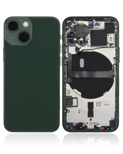 İphone 13 Mini İle Uyumlu Kasa Kapak Set Yeşil İçi Boş (Logolu) 1/1 Kasa