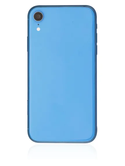 İphone XR İle Uyumlu Kasa Kapak Set Mavi İçi Boş (Logolu) 1/1 Kasa