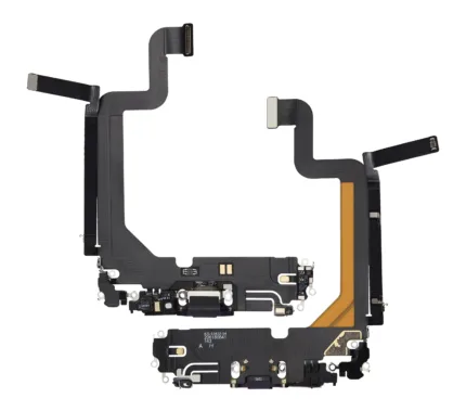 iPhone 14 Pro Max ile Uyumlu Şarj Bağlantı ve Mikrofon Filmi Koyu Mor (Orijinal)