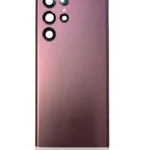 Arka Kapak Camı Kamera Lensli Uyumlu Samsung Galaxy S22 Ultra (Servis Paketi) (Bordo)  793377