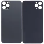 iPhone 11 Pro Max İçin Uyumlu Arka Cam Siyah (Logolu / Büyük Kamera Deliği)