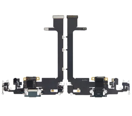 iPhone 11 Pro Max İçin Uyumlu Kartlı Şarj Portu Flex Kablo (OEM Çekme Kullanılmış) (Gece ​​Yarısı Yeşili) (Orijinal)