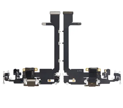 iPhone 11 Pro Max İçin Uyumlu Kartlı Şarj Portu Flex Kablo (Kullanılan OEM Çekme) (Altın)