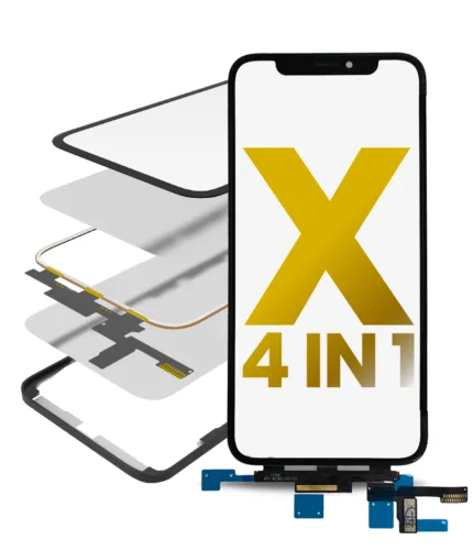 4'ü 1 Arada Kısa Flex (Cam + OCA + Çerçeve Önceden Yüklenmiş Sayısallaştırıcı Dokunmatik) iPhone X ile Uyumlu ...