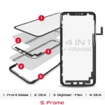 4'ü 1 Arada Uzun Esnek (Cam + OCA + Çerçeve Önceden Yüklenmiş Sayısallaştırıcı Dokunuş) iPhone 11 P...
