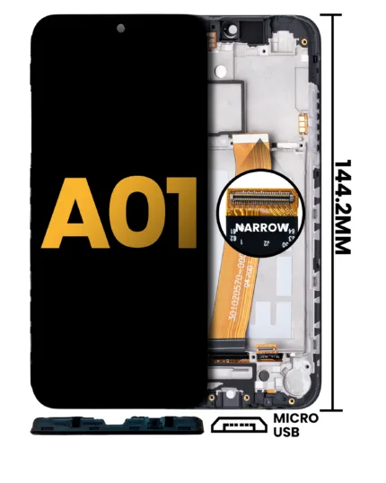Samsung Galaxy A01 (Global Model) (Mikro USB Çerçeve) (Yenilenmiş Çerçeve) ile Uyumlu Çerçeveli LCD Düzeneği...  7579365