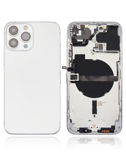 İphone 13 Pro Max İle Uyumlu Kasa Kapak Set Beyaz İçi DOLU (Logolu) Orijinal Kasa