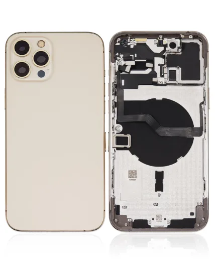 İphone 12 Pro Max İle Uyumlu Kasa Kapak Set Gold İçi DOLU (Logolu) Orijinal Kasa