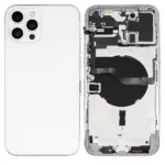İphone 12 Pro Max İle Uyumlu Kasa Kapak Set Beyaz İçi DOLU (Logolu) Orijinal Kasa