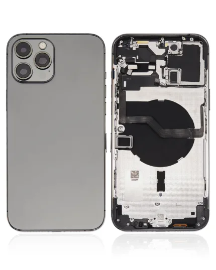 İphone 12 Pro Max İle Uyumlu Kasa Kapak Set Siyah İçi DOLU (Logolu) Orijinal Kasa