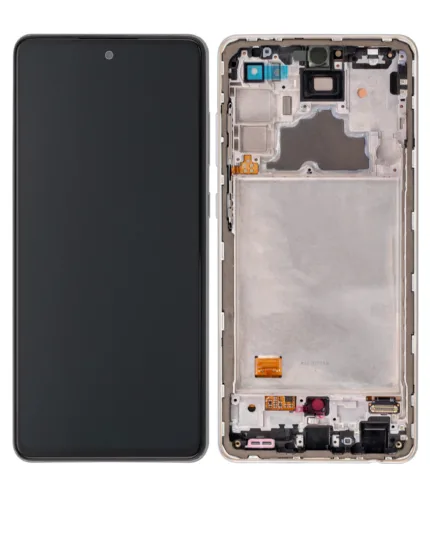 Samsung A72 İle Uyumlu Çerçeveli Ekran Dokunmatik (Orijinal) (Harika Beyaz) (A725 / 2021)