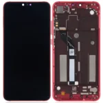 Xiaomi Mi 8 Lite ile Uyumlu Çerçeveli Ekran Dokunmatik (Kırmızı) (Orijinal)