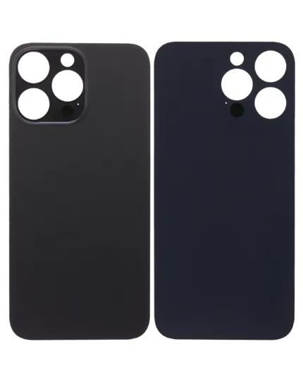 iPhone 14 Pro Max İçin Uyumlu Arka Cam Siyah (Logolu / Büyük Kamera Deliği)