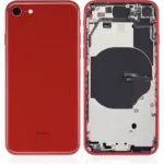 İphone SE 2022 İle Uyumlu Kasa Kapak Set Kırmızı İçi DOLU (Logolu) Orijinal Kasa