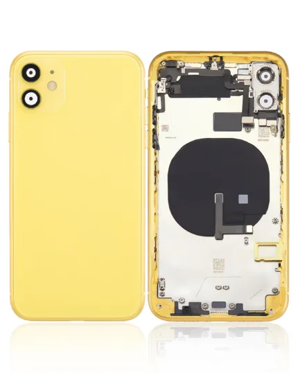 İphone 11 İle Uyumlu Kasa Kapak Set Sarı İçi Dolu (Logolu) Orijinal Kasa