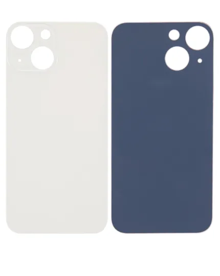 iPhone 13 Mini İçin Uyumlu Arka Cam Gece Beyaz (Logolu / Büyük Kamera Deliği)
