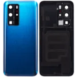 Huawei P40 Pro İçin Uyumlu Kamera Lensli Arka Kapak Camı (Derin Deniz Mavisi)