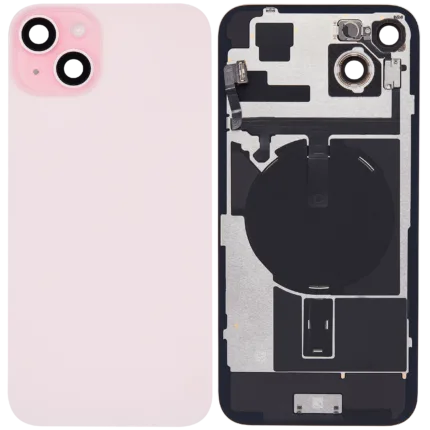 İphone 15 Plus İle Uyumlu Arka Cam Kapak Çelik Plakalı Kablosuz NFC Şarjlı MagSafe Mıknatıslı