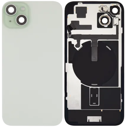 İphone 15 Plus İle Uyumlu Arka Cam Kapak Çelik Plakalı Kablosuz NFC Şarjlı MagSafe Mıknatıslı